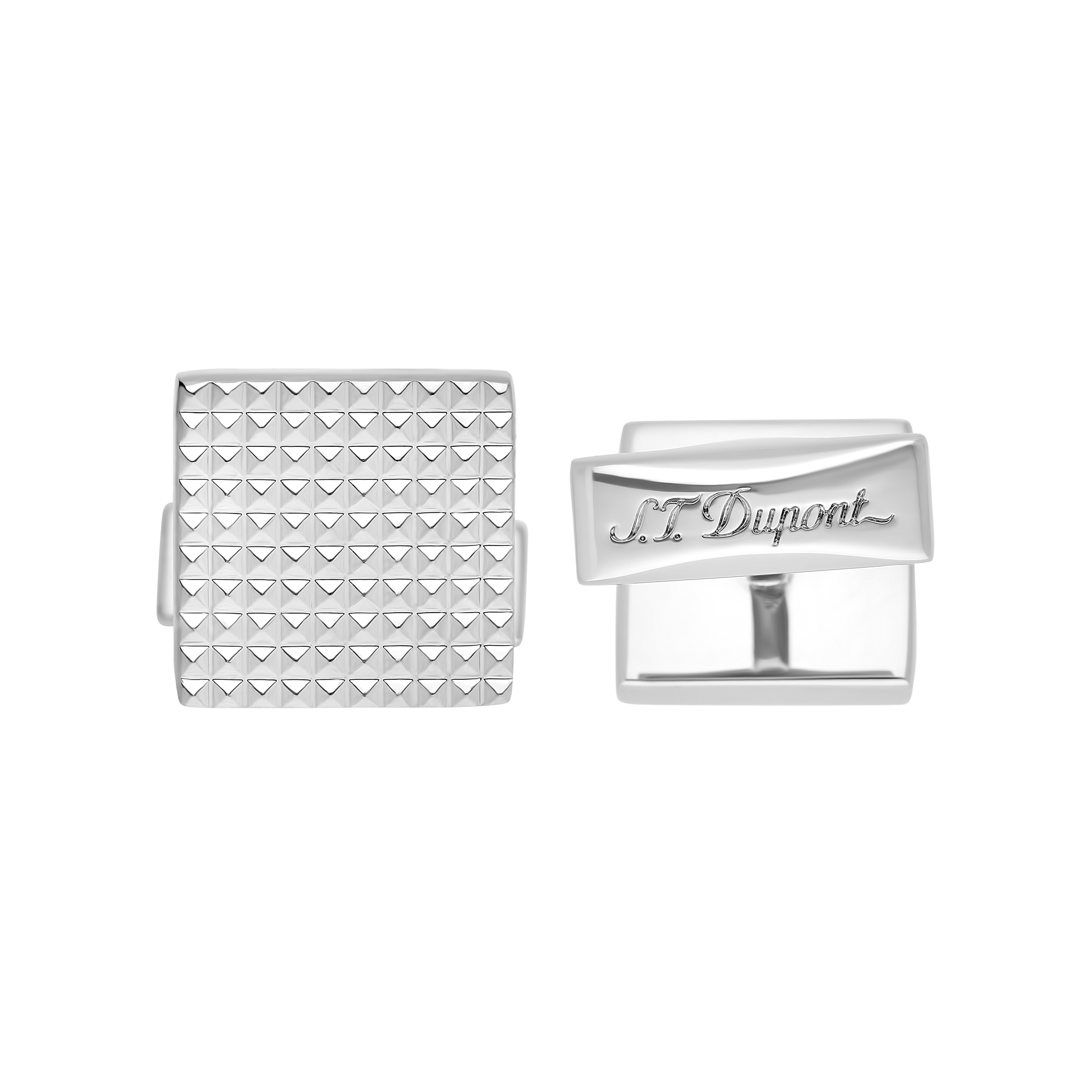 S.T. Dupont Boutons de Manchette Rectangle Pointes de Diamant Palladium - S.T.Dupont