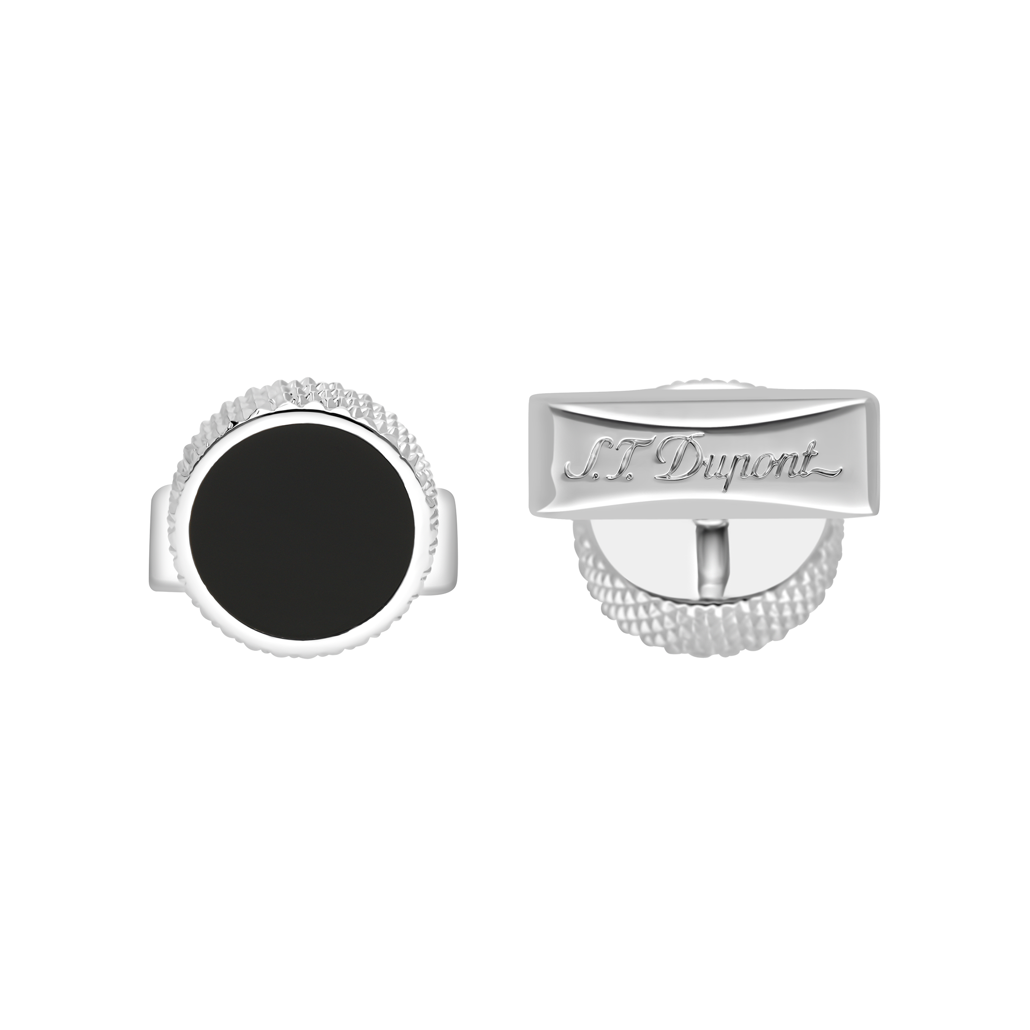 S.T. Dupont Boutons de Manchette Rond Noir et Palladium - S.T.Dupont