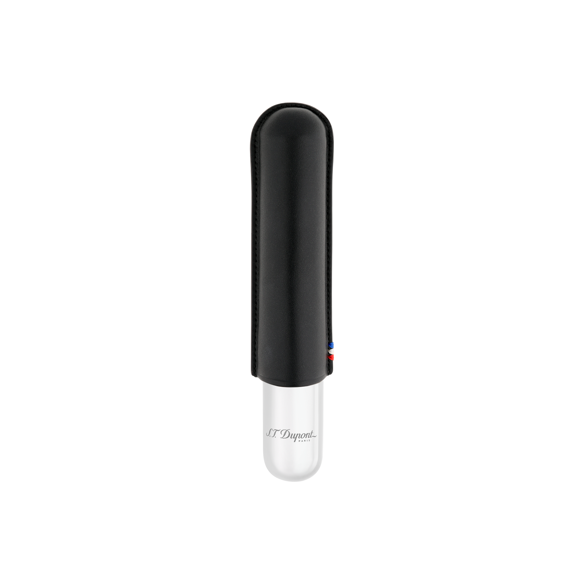 S.T. Dupont Etui Simple Cigare Noir Graine Chrome - S.T.Dupont