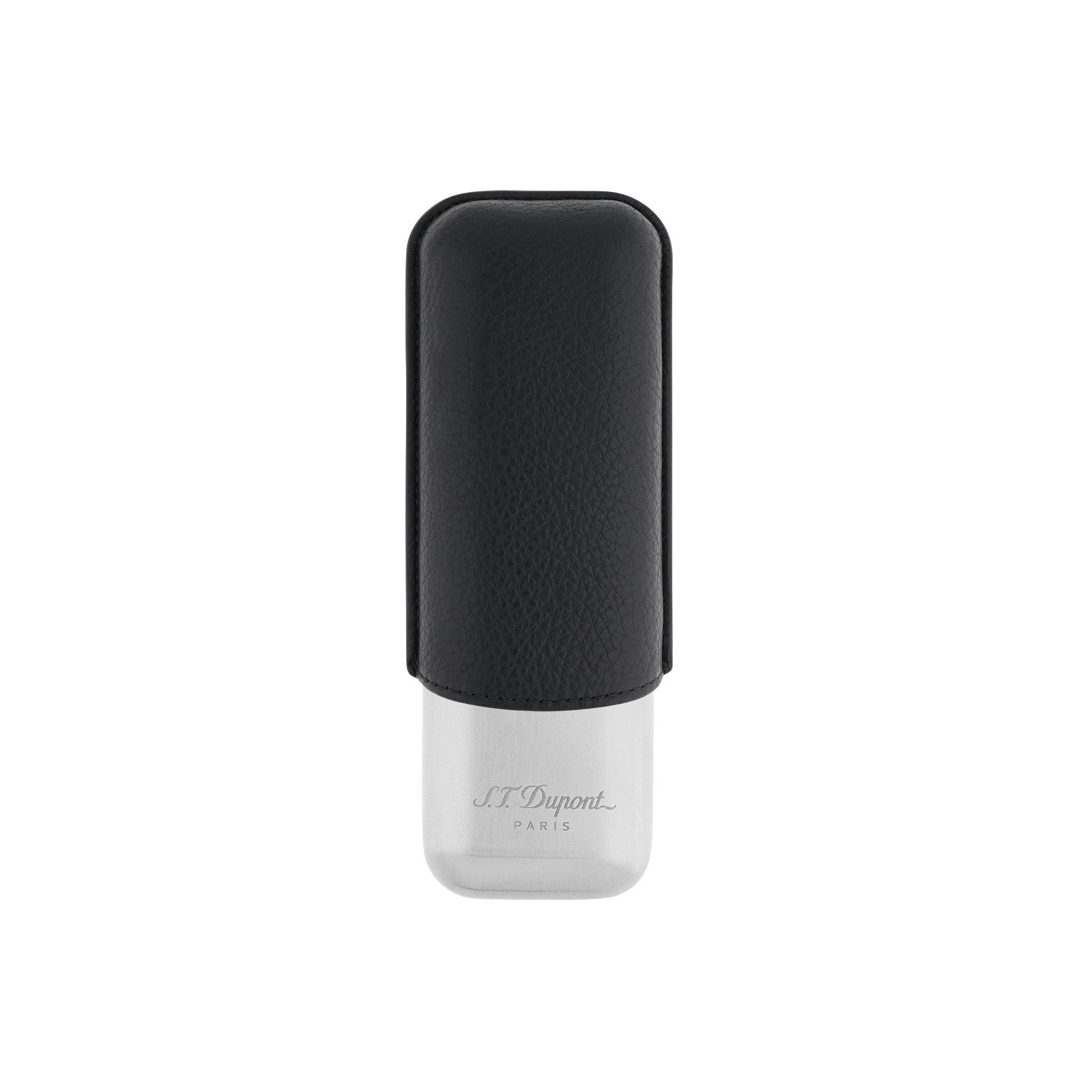 Etui Double Cigares Noir Graine Chrome - S.T.Dupont