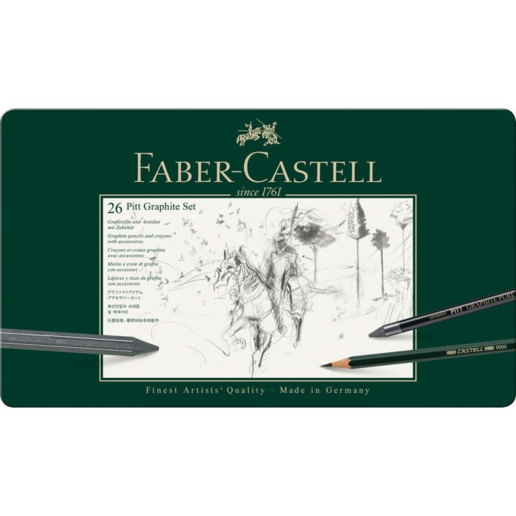 Faber Castell Set de crayons Pitt Graphite, boîte métal de 26 pièces