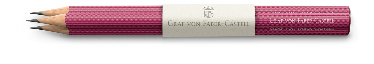 Graf von Faber Castell- 3 crayons graphite Guilloché avec banderole, rose - Graf von Faber-Castell - vue 3