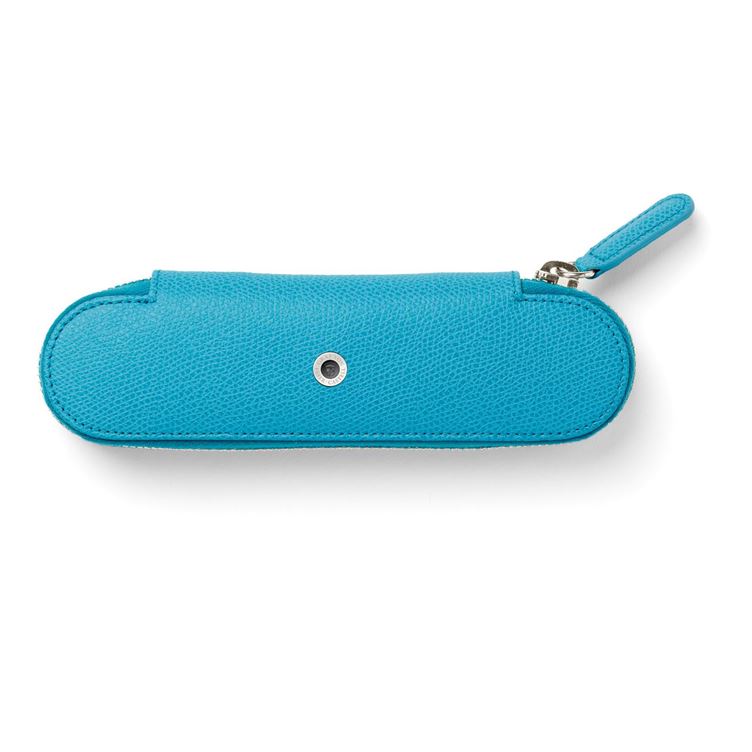 Graf von Faber Castell Étui Epsom pour 2 instruments d'écriture avec zip, Bleu Azur - Graf von Faber-Castell