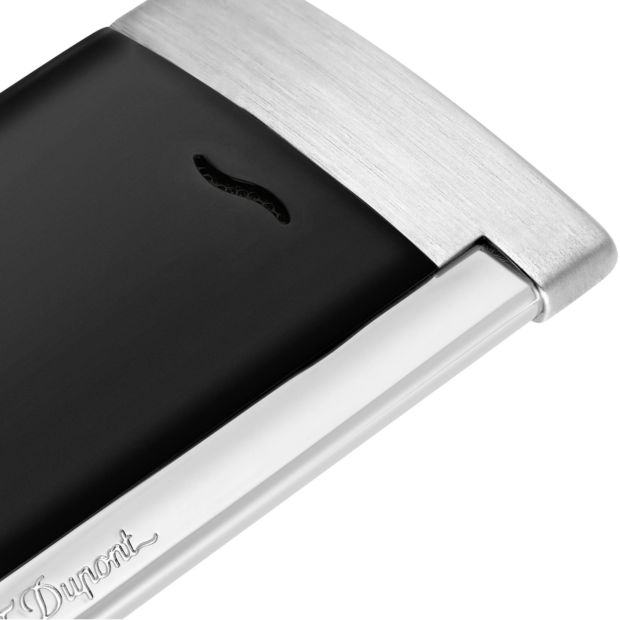 S.T. Dupont Briquet Slim 7 Noir Mat Et Finition Chrome Brosse - S.T.Dupont - vue 2