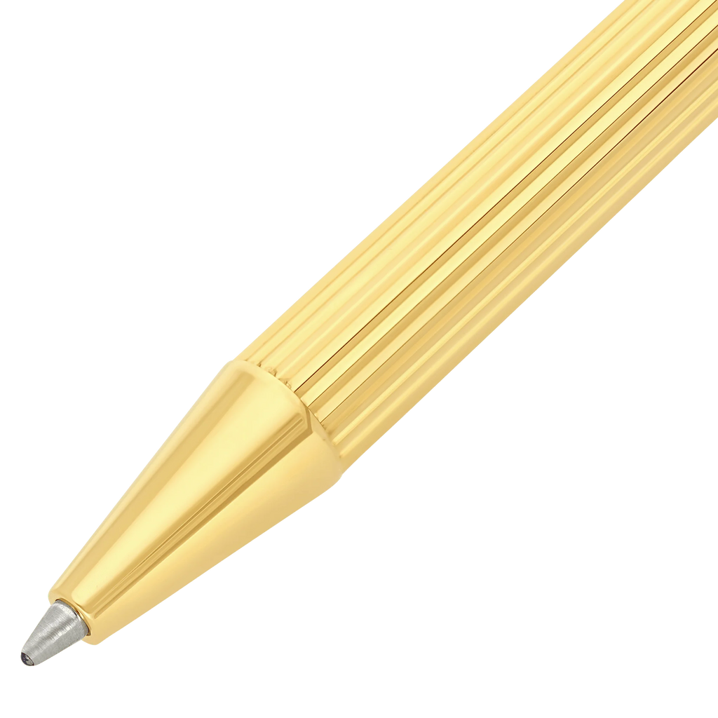 Golden classic ballpoint pen with ribbed texture and metallic tip, S.T.Dupont STYLO BILLE CLASSIQUE DORÉ