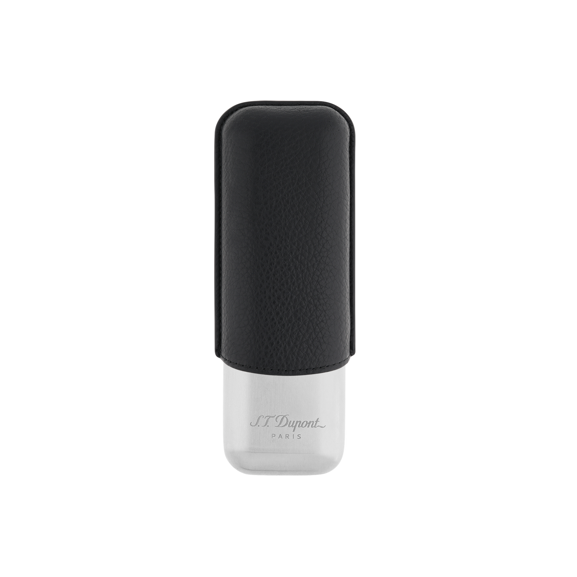 Etui Double Cigares Noir Graine Chrome  Boutique Naudin