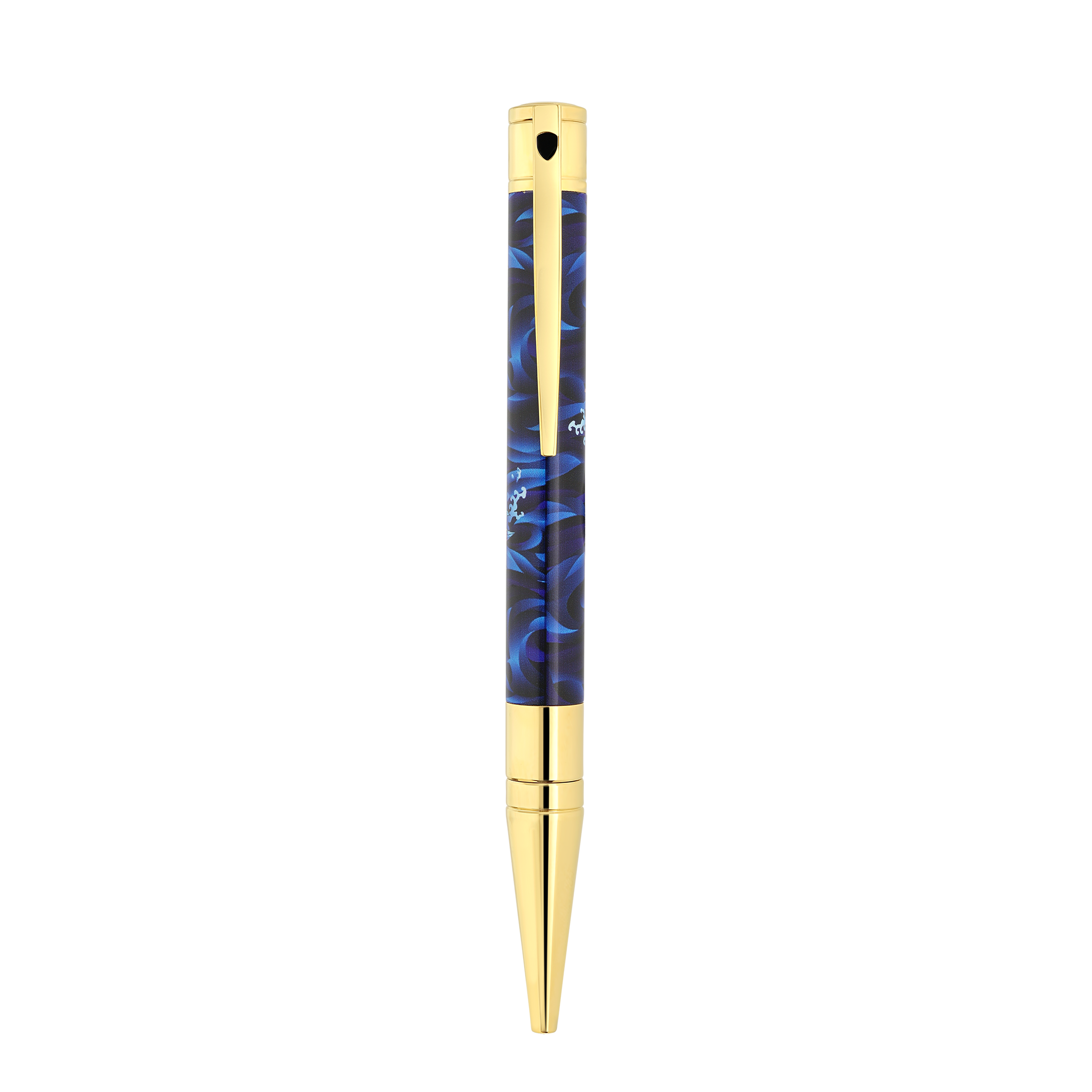 S.T. Dupont Stylo Bille D-Initial Bleu & Or Carpe Koï - Boutique Naudin