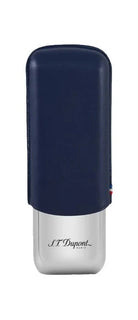 S.T. Dupont Étui Double Cigares Noir Grainé Chrome Bleu - S.T.Dupont