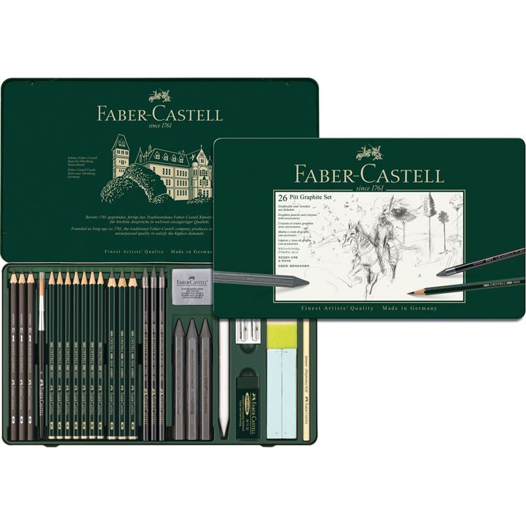 Faber Castell Set de crayons Pitt Graphite, boîte métal de 26 pièces - vue 2