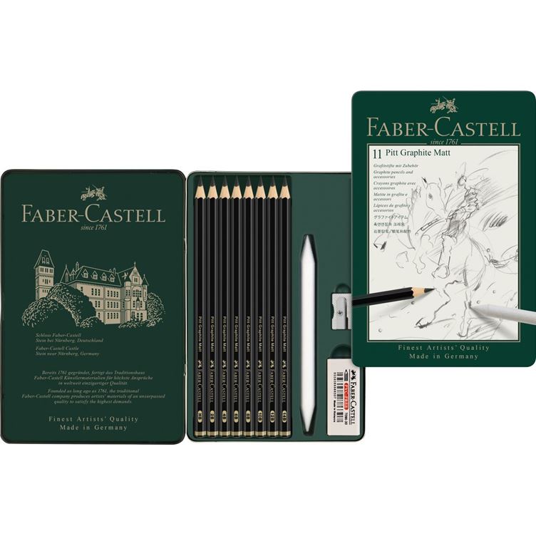 Faber Castell Set de crayons Pitt Graphite Matt, boîte métal de 11 pièces - vue 2