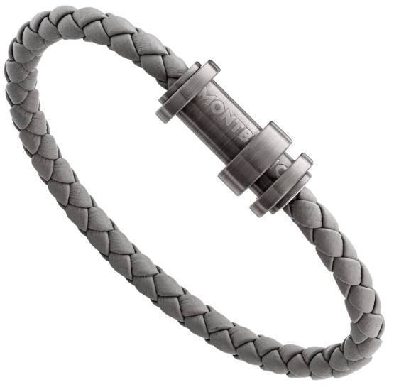 montblanc-bracelet-en-cuir-gris-tresse-avec-fermoir-en-acier-finition-pvd-gris-et-trois-anneaux