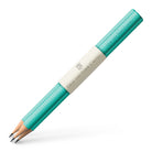 Graf von Faber Castell- 3 crayons graphite Guilloché avec banderole, turquoise - Graf von Faber-Castell