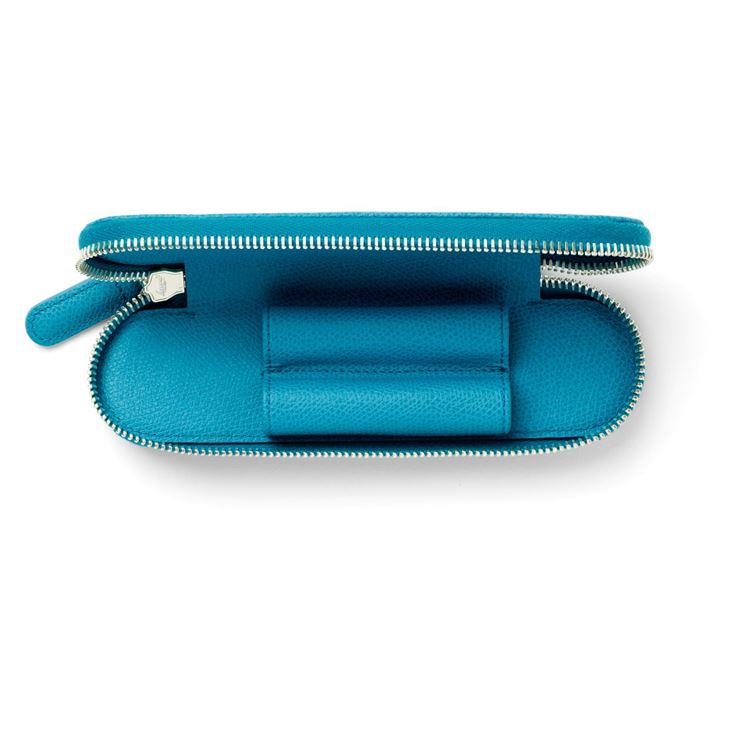 Graf von Faber Castell Étui Epsom pour 2 instruments d'écriture avec zip, Bleu Azur - Graf von Faber-Castell - vue 2